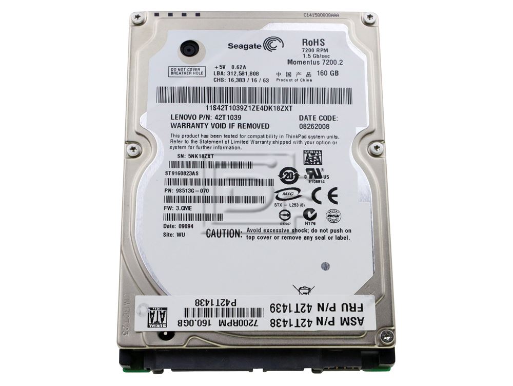 Fujitsu MHZ2160BK 160GB SATA Hard Laptop Hard Drive
