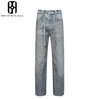 BIRTH OF ROYAL CHILD 3D PRINTING WASHED FULL DIAMOND DENIM / BLUE