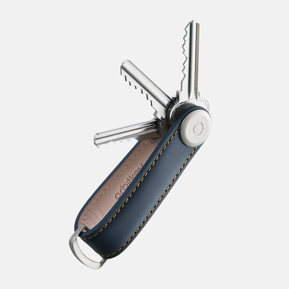 Orbitkey Key Organizer 2.0 Leather navy/tan | 000688-Blauw