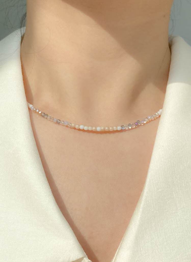 スリムミックスクリアビーズネックレス | レディースファッション通販