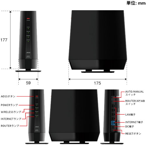 e-TREND｜バッファロー WSR-5400AX6P/DBK [Wi-Fi6 Wi-Fiルーター 11ax