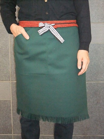 ポケット付き無地帆前掛 （緑）綿100％ 北村雑貨店