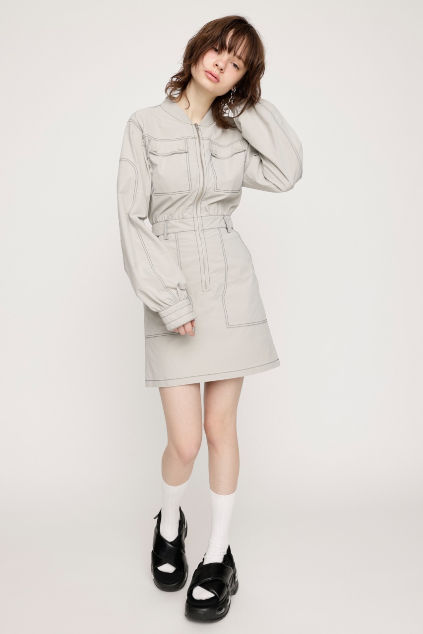 SLY | FRONT ZIP STITCH ショートワンピース (ワンピース(ミニ