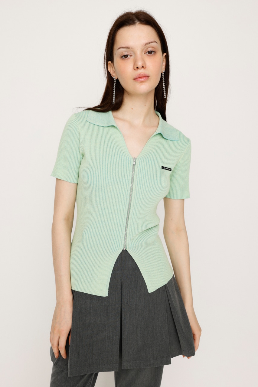 SLY | DUAL COLOR FRONT ZIP KNIT トップス (ニット ) |SHEL'TTER WEBSTORE