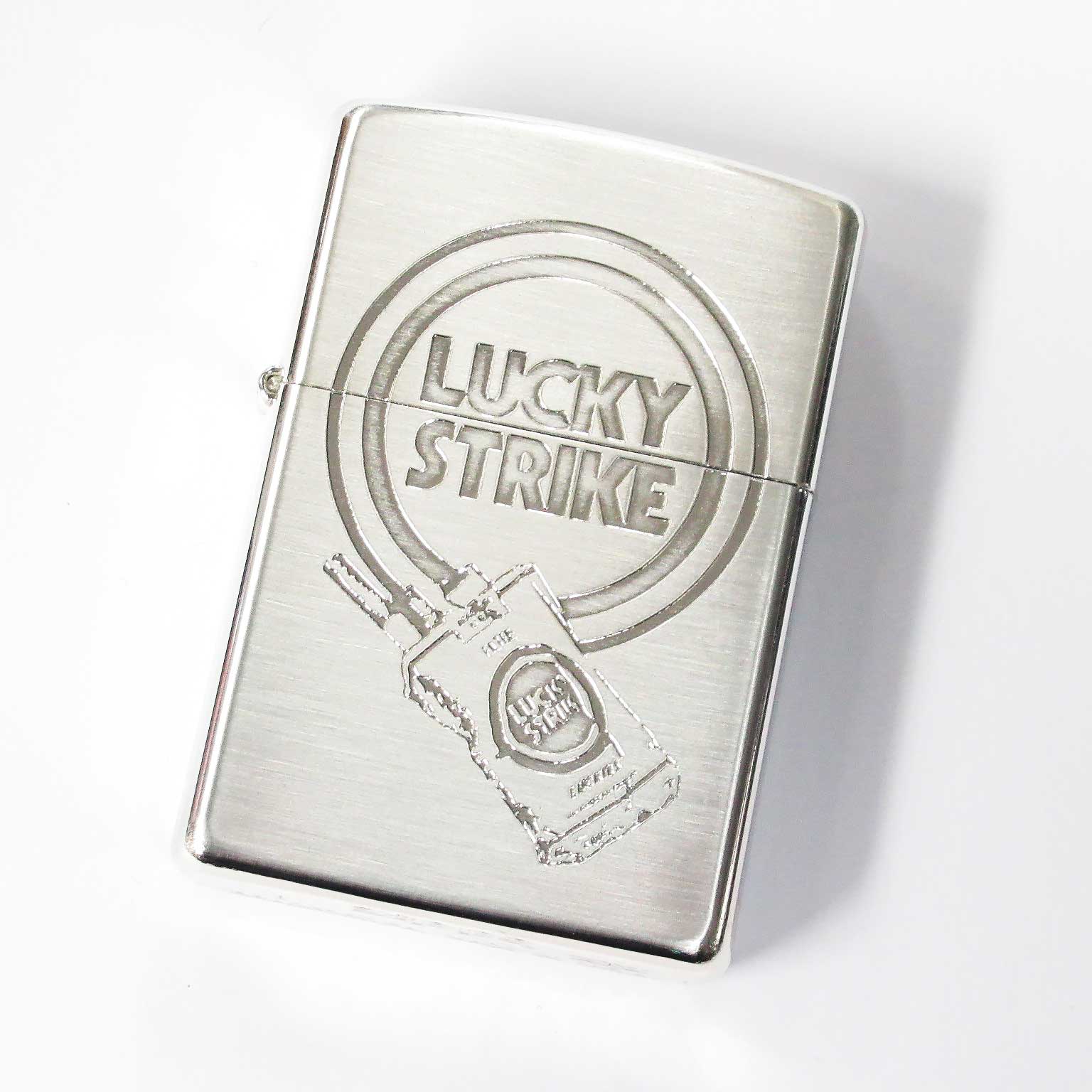Vintage Zippo Lucky Strike Etching Silver 1998 Japan Limited Oil