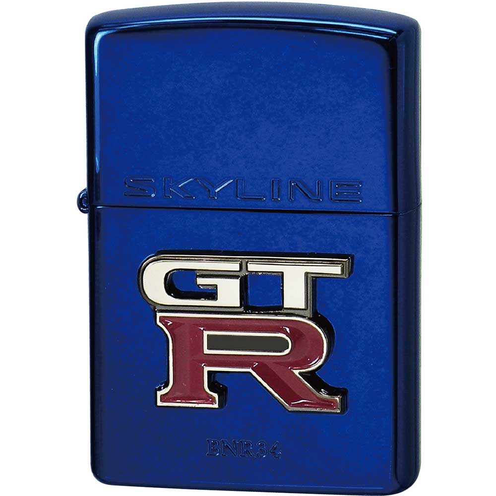 Zippo NISSAN Skyline GT-R BNR34 R34 Emblem Metal Blue Plating