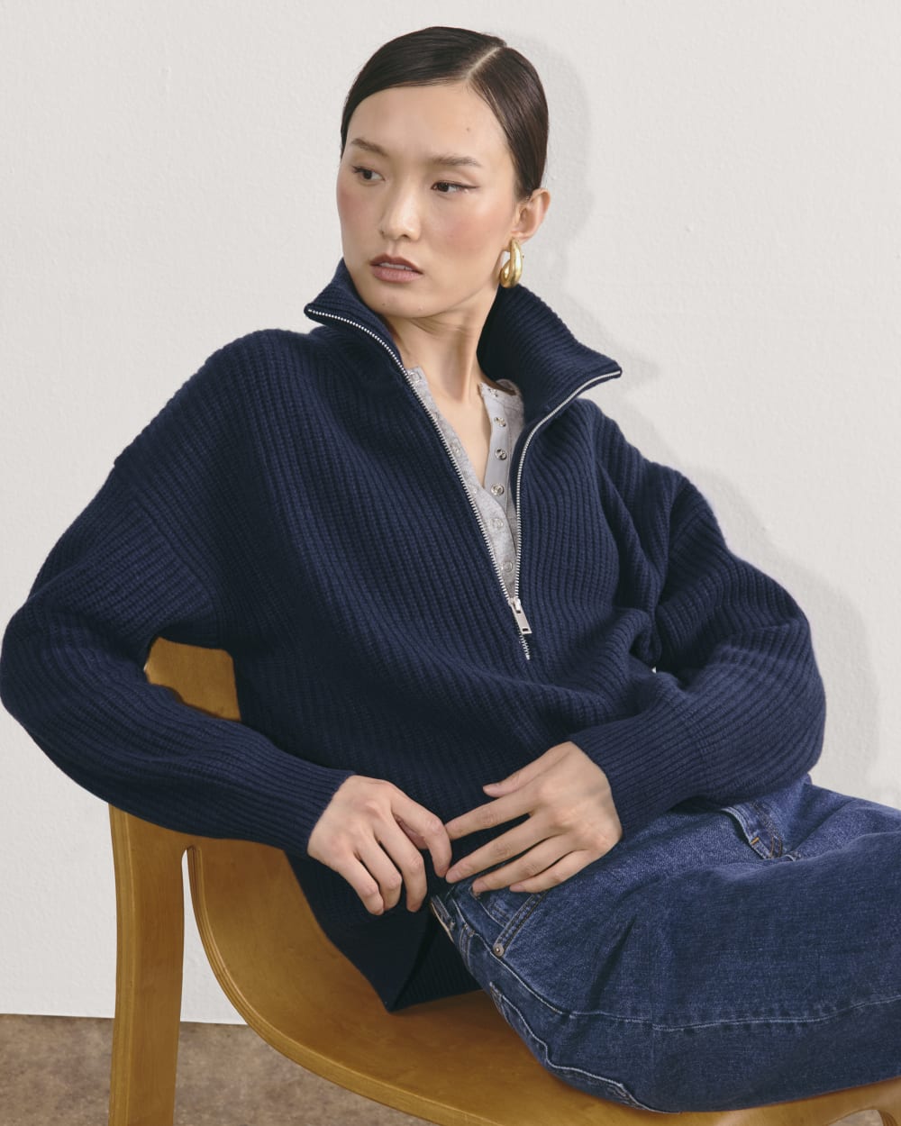 The Half-Zip Sweater in Luxe Merino | Navy – Everlane