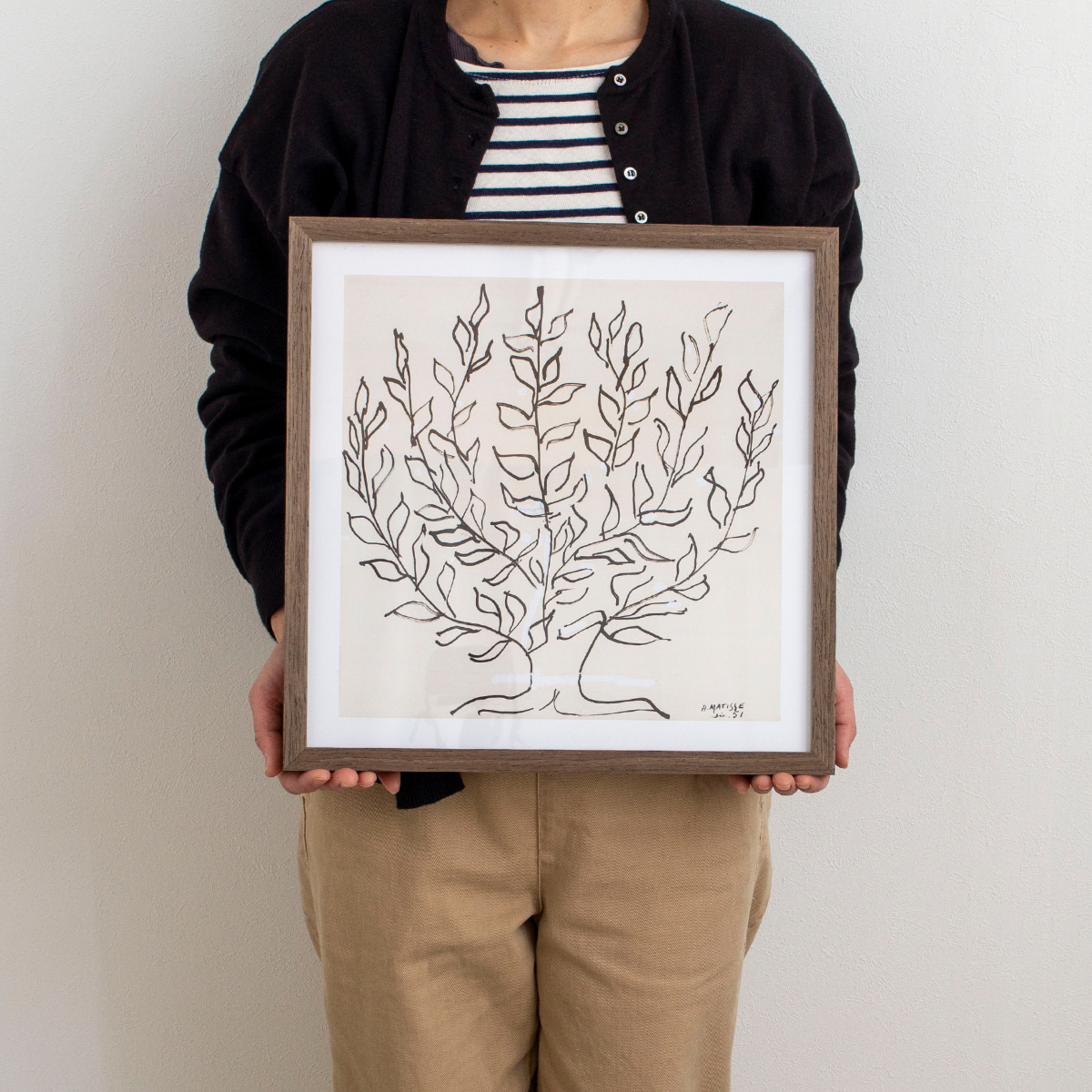 ポスター フレーム付き Le platane S 37.5×37.5cm 木製 正方形