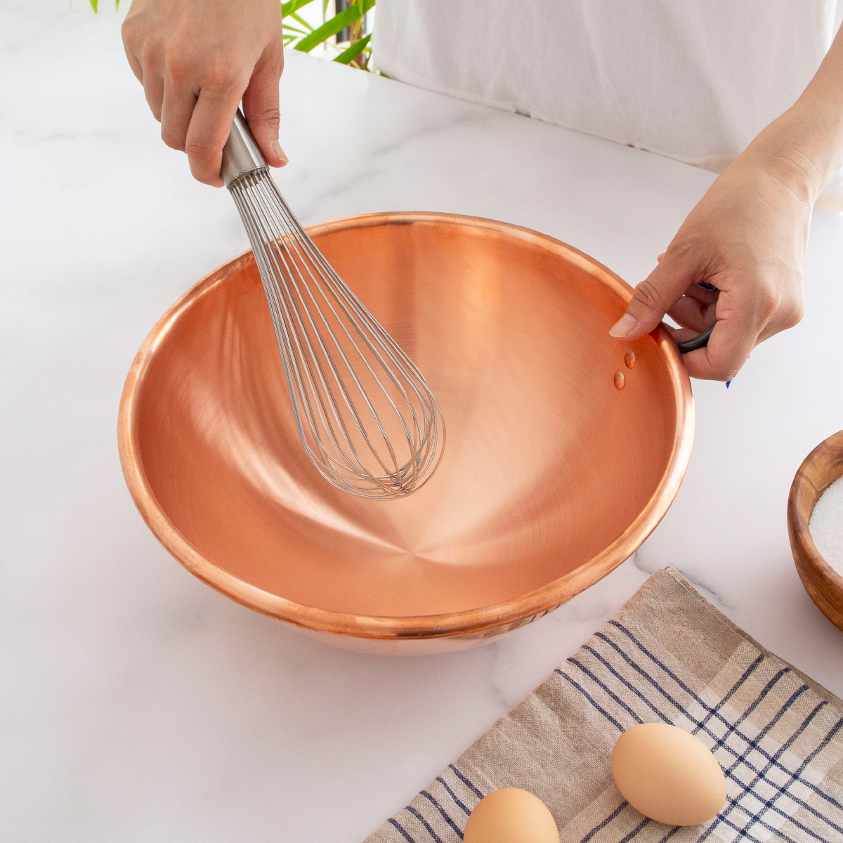 BAUMALU 銅のボウル 26cm 取っ手付き フランス製 ボウマル 銅製 内側錫