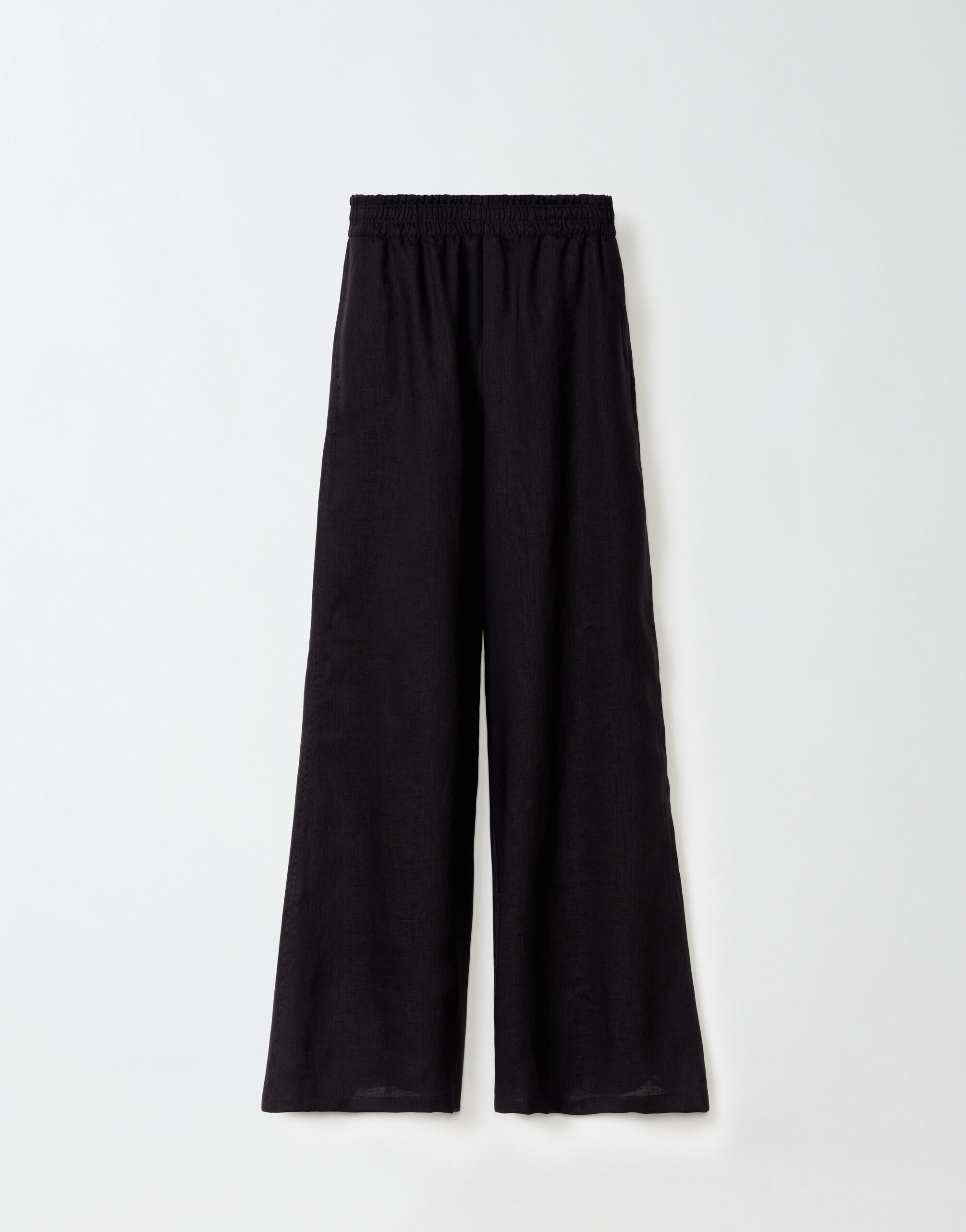 LINEN CLOTH WIDE LEG TROUSERS WITH ELASTIC WAISTBAND for Women