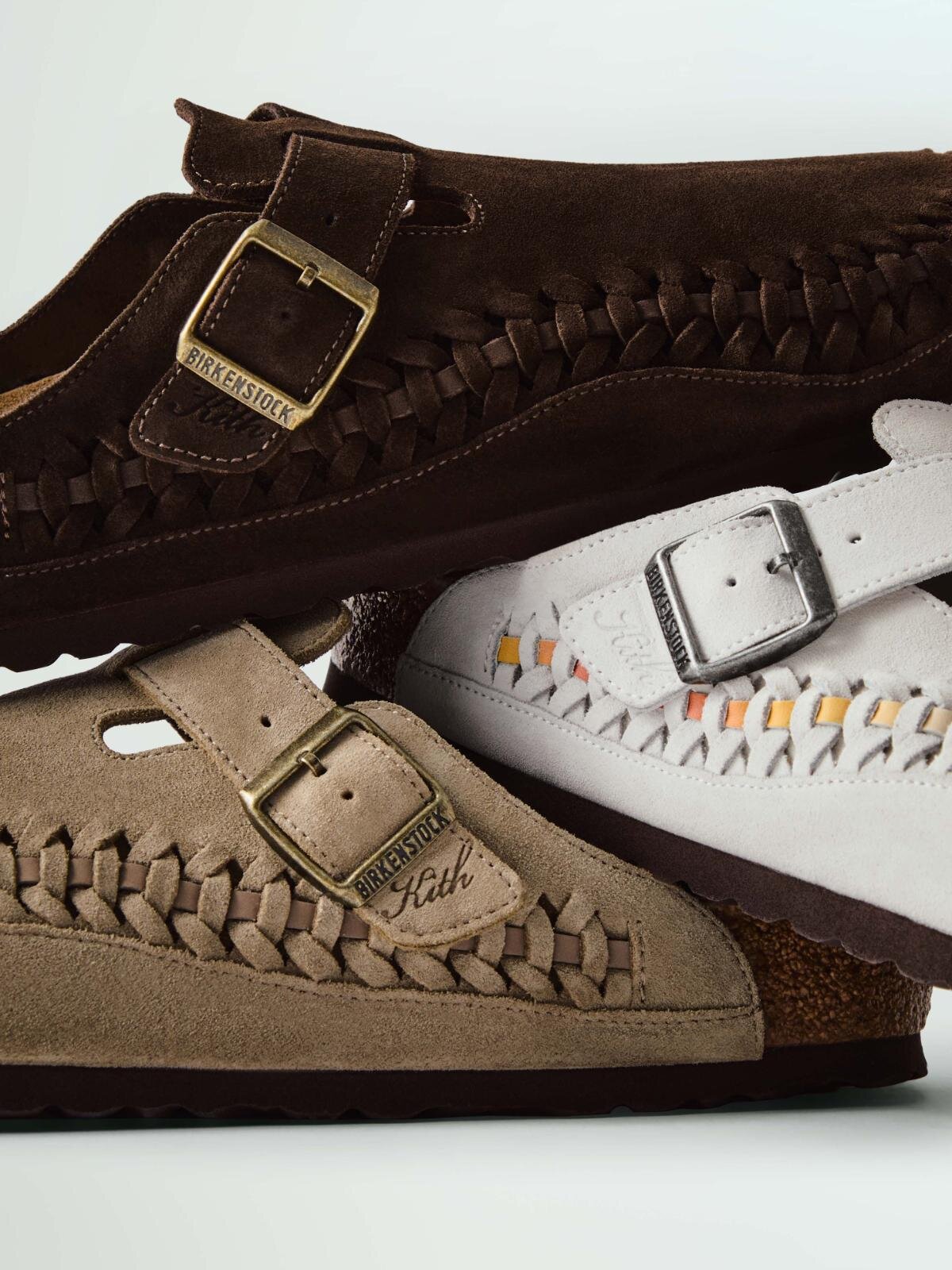 Kith×ビルケンシュトック「ボストン」編み込みレザーアッパーの