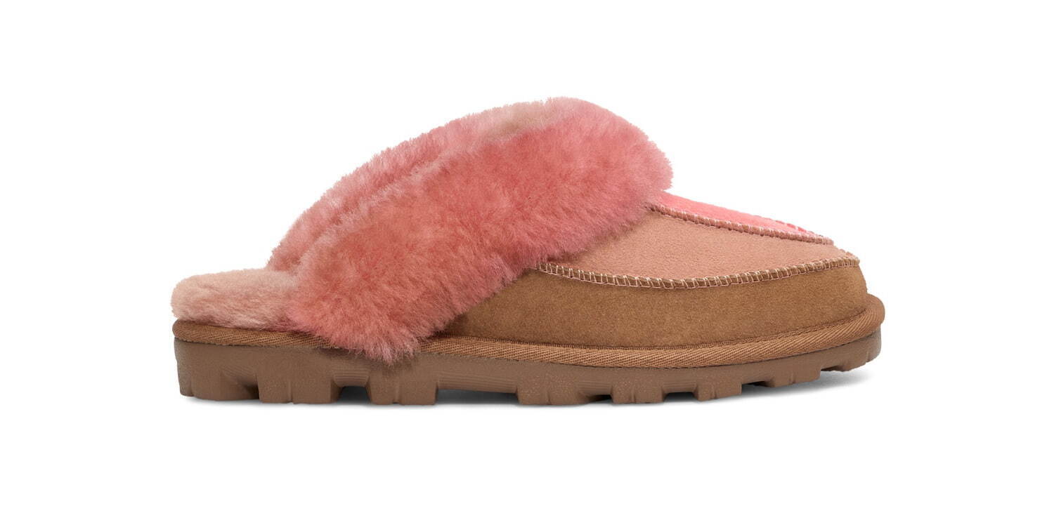 アグ“ピンク”グラデーションのムートンブーツ＆スリッパ、シャバララ