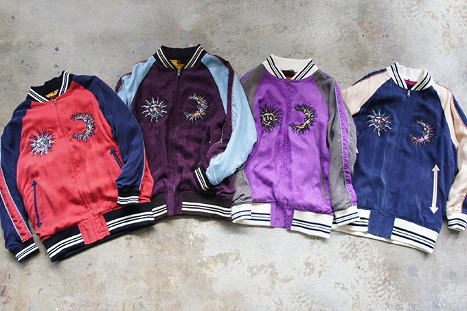 アウラの新作スカジャン、鹿や月・太陽の刺繍を施した色鮮やかな