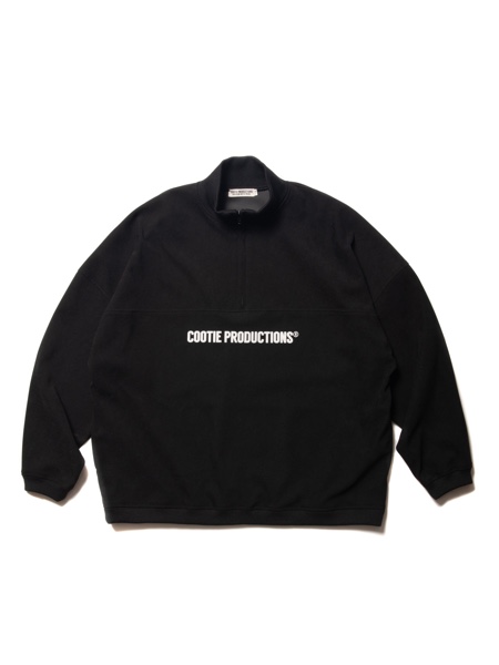 COOTIE / Polyester Velour Half Zip L/S Tee -Black-