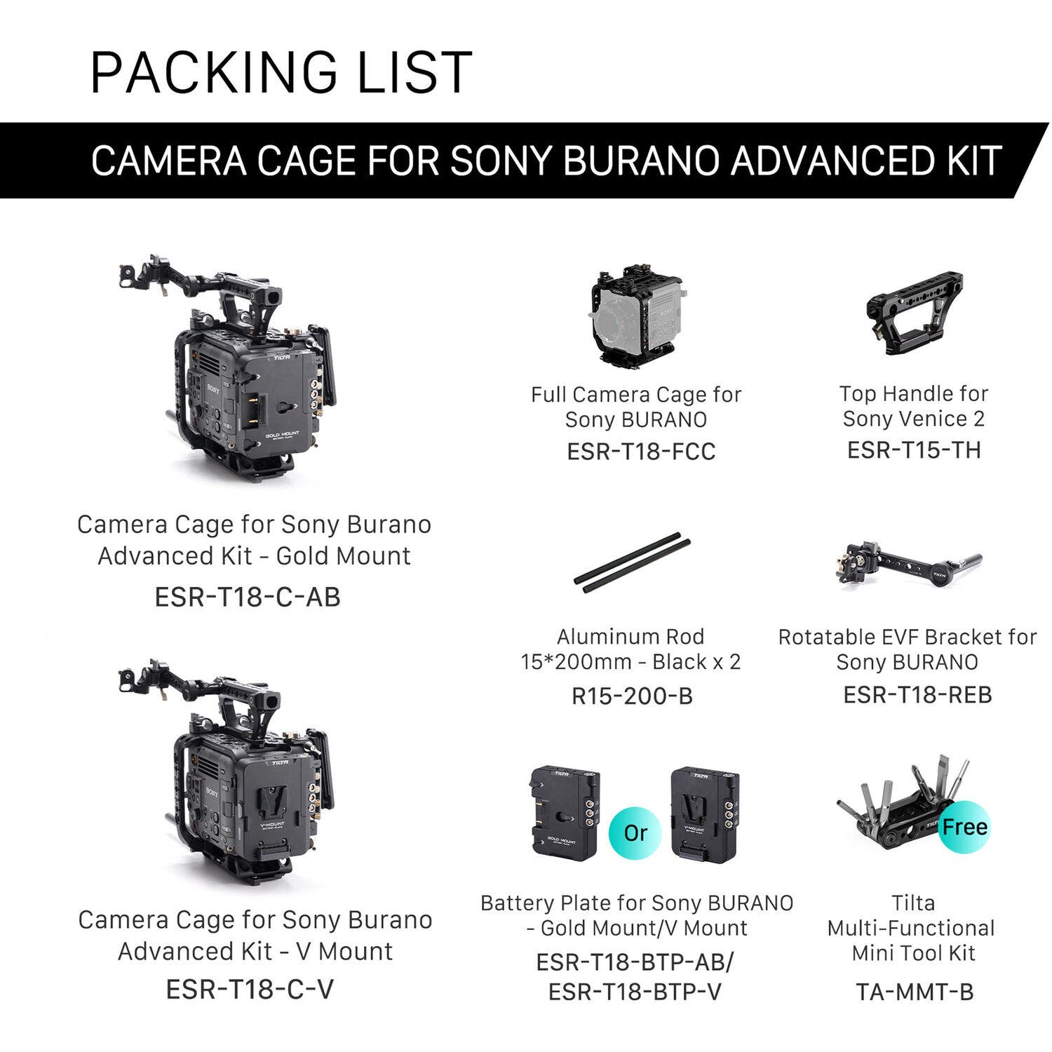 Tilta Camera Cage Basic Kit for Sony BURANO - Filmtools