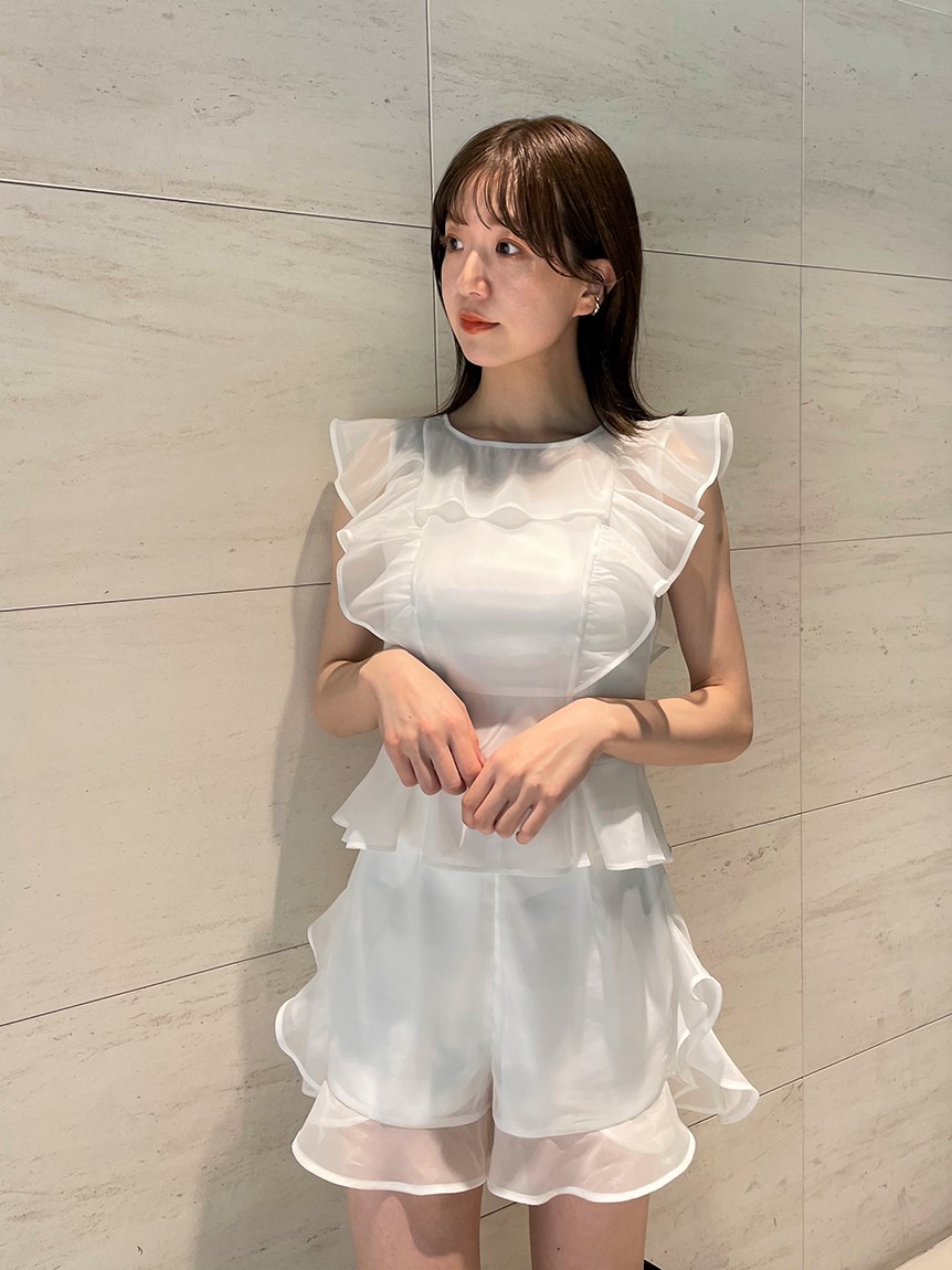 Fubail / オーガンフリルスカショーパン + オーガンフリルブラウス