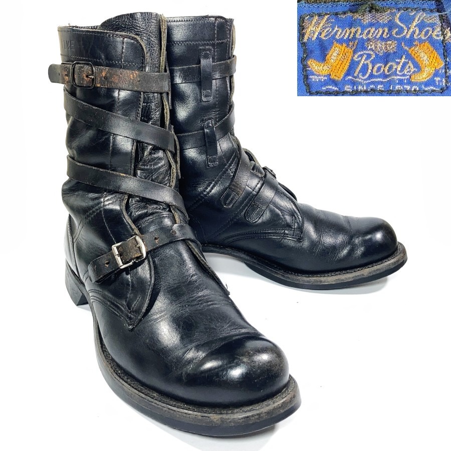 1940-50's ☆HERMAN☆ Leather Tanker Boots -＊Mint Condition