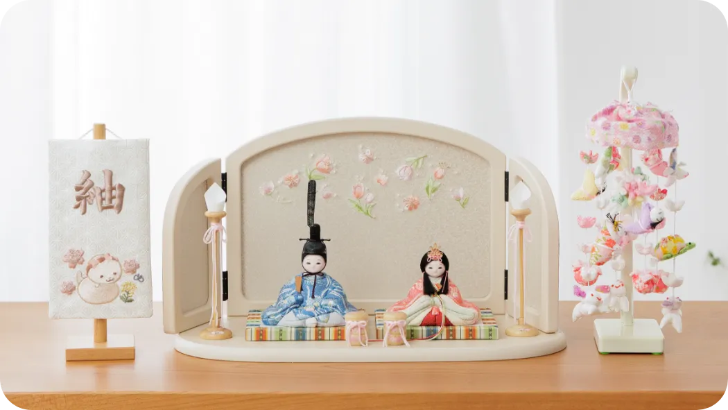 タ*ロ様 ふらここ 雛人形 三面屏風 台座・木箱付き 美品 タ*ロ様 ふら