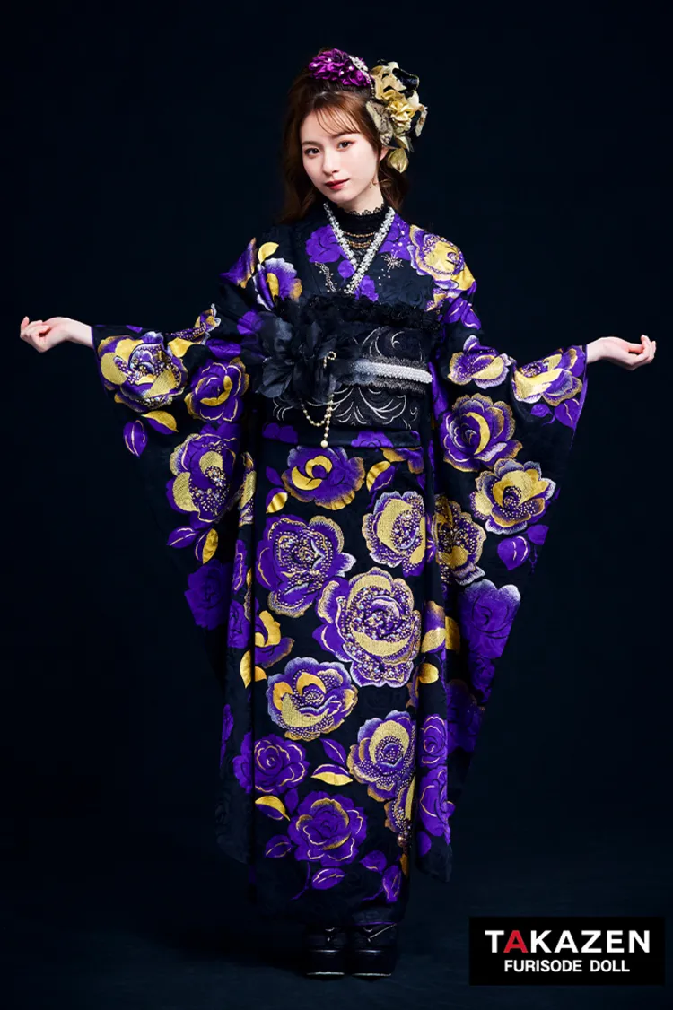 プレミアムヘップバーンローズ 紫/金/ゴールド キラキラビジュー付き