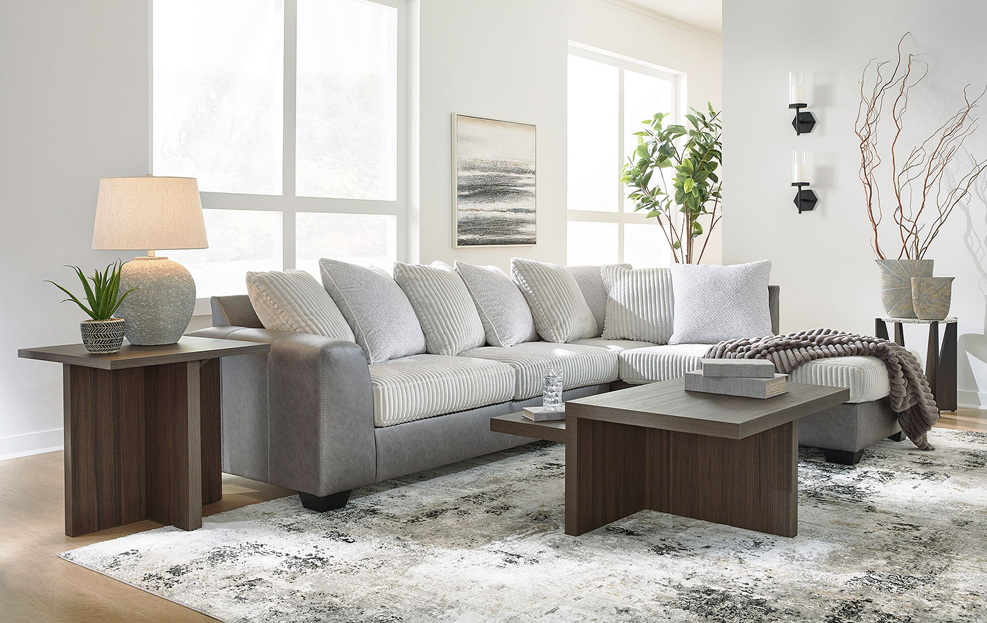 Clairette Court Alloy Sectional Set BenchCraft | Furniture Cart