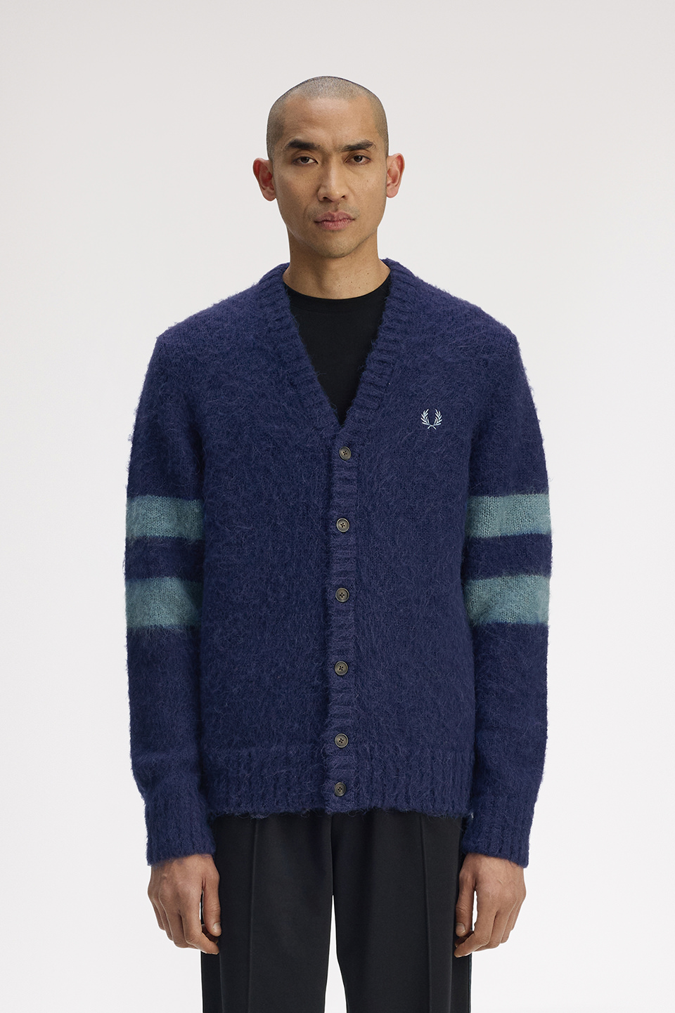 Chunky Tipped Sleeve Cardigan(M 143：FRENCH NAVY): | FRED PERRY