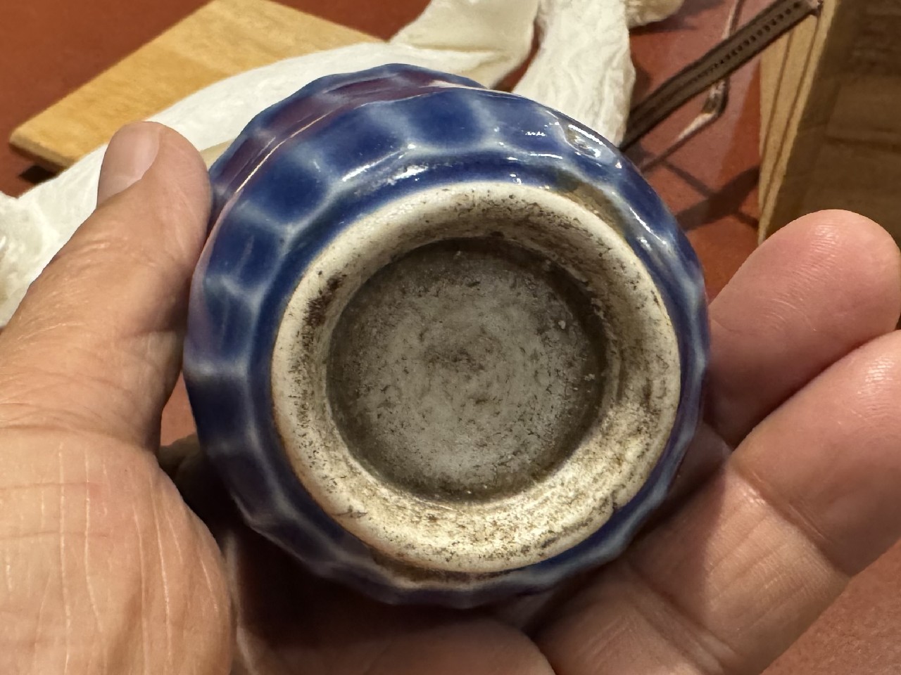 ギャラリー安原 / ご売約 初期伊万里 瑠璃釉 鎬向付