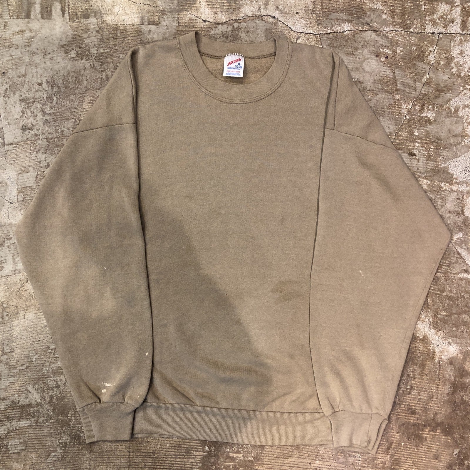 80s JERZEES USA製 無地スウェット レアカラー ベージュ – 【古着屋
