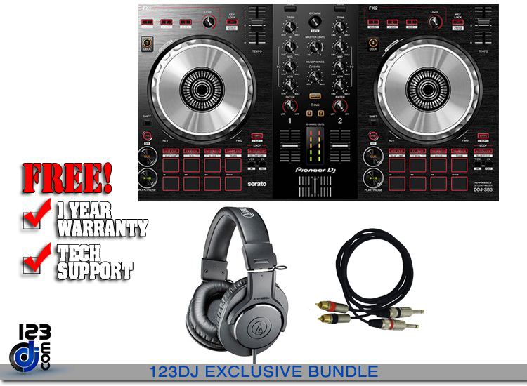 Pioneer DDJ-SB3 + Headphones + Dual Cable | DJ Controllers