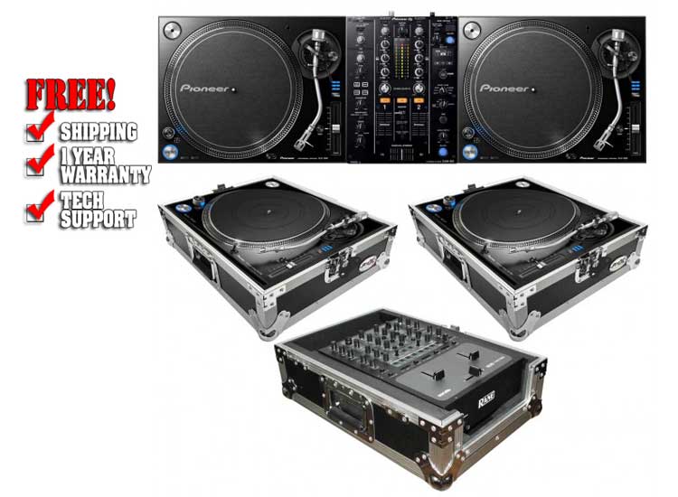 2) Pioneer PLX-1000 Turntables with DJM-450 2-Channel Mixer Pack