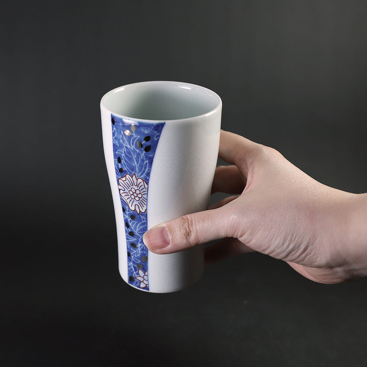 白磁青花 青絵 ダミエ線描 変わり市松花紋 汕頭レース風 ≒13㎝2枚組