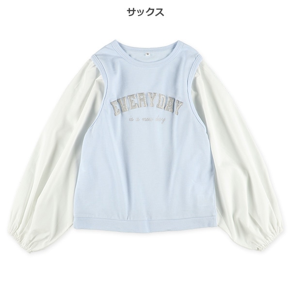 裏毛ロゴ袖バルーンレイヤード風長袖Tシャツ | 西松屋オンラインストア