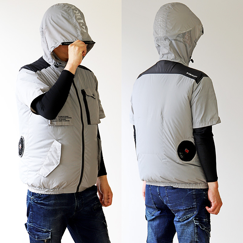 Z-DRAGON 空調服 フード付き半袖ブルゾン 74260 【ナイロン100