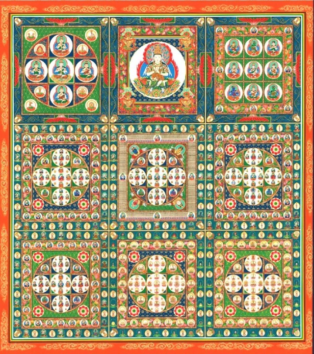 掛け軸 両界曼荼羅 (対幅) 大幅仏画 (複製画・新品) 桐箱・タトウ箱入り