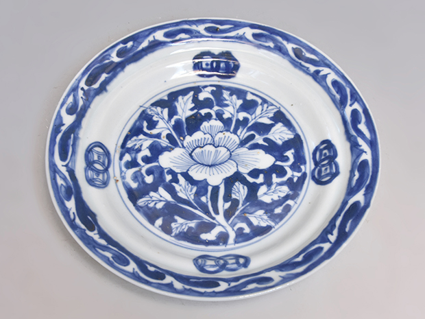 中国明時代 古染付中皿9枚 木箱付 直径約15.5㎝東Y8-0114☆2Fトウル