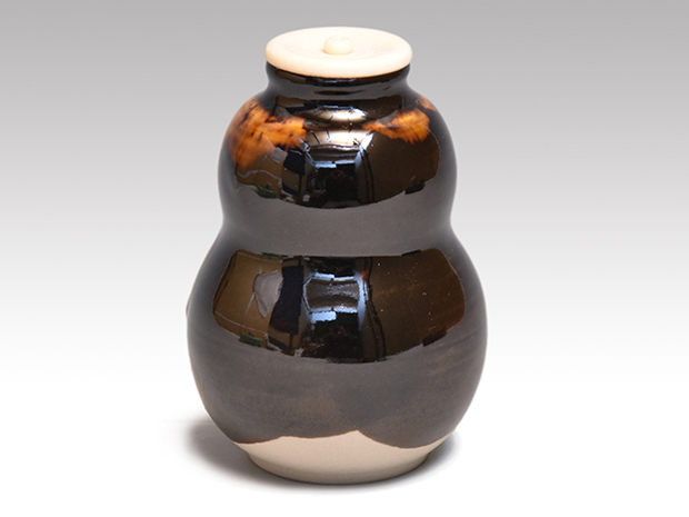 瓢形茶入 桶谷定一(作) 牙蓋 仕覆 共箱 未使用 | 古美術ささき