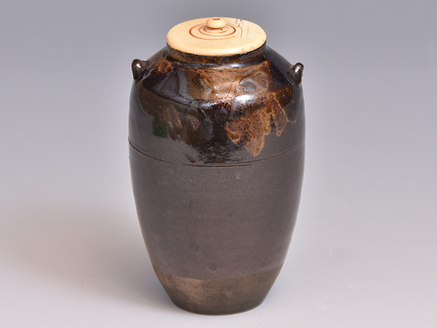 古高取茶入 銘「瀧桜」 江戸千家二代 自得斎宗雪箱書 仕服4添え | 古