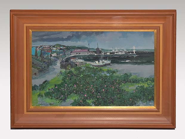 小田切 訓 「ハマナスの咲くオホーツク」 油彩画 M10号 裏書有 真作