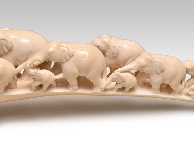 象牙製 群象 長さ27.3cm | 古美術ささき