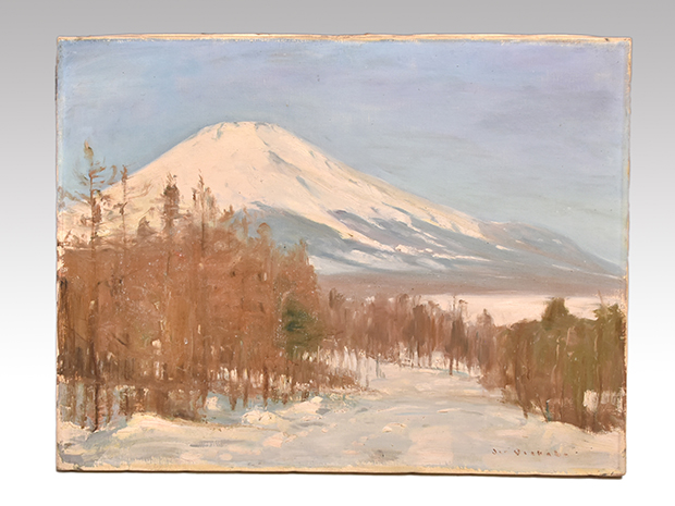 刑部人 油彩画「富士(山中湖畔にて)」F15号 裏書有 元額 | 古美術ささき