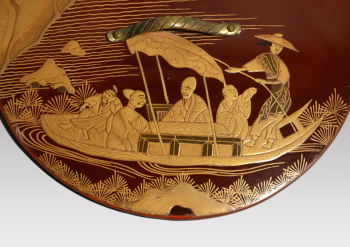 江戸時代 銀象嵌入り竹籠型燗鍋・銚子 蒔絵蓋付 | 古美術ささき