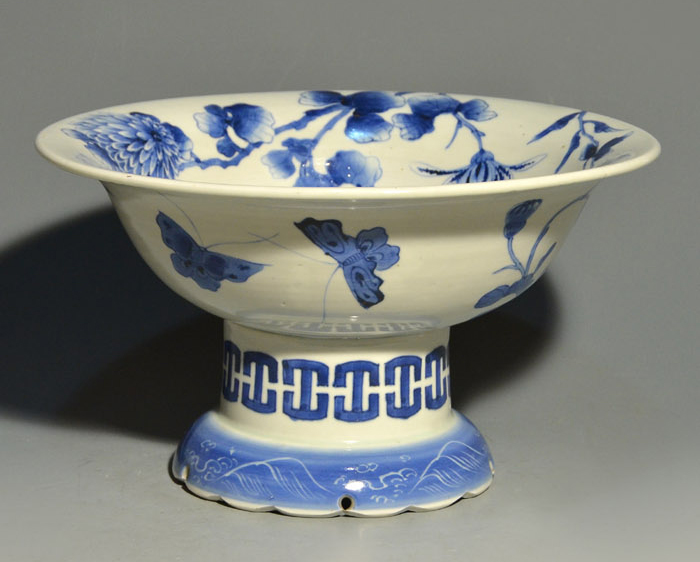 古伊万里染付 菊図 台鉢 | 古美術ささき