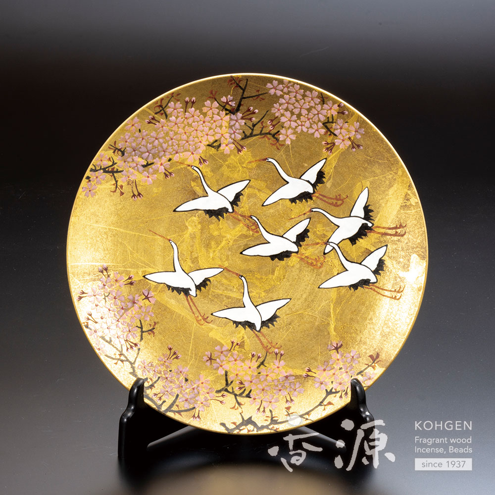 九谷焼 10号飾皿 金箔彩鶴 北村隆の通販 - お香専門店香源