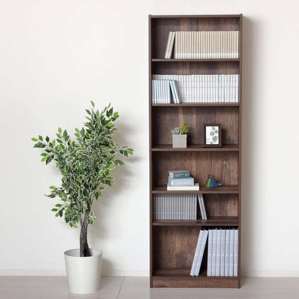 クロシオ らくらく簡単組立 文庫本棚 幅60×高さ180cm ダーク