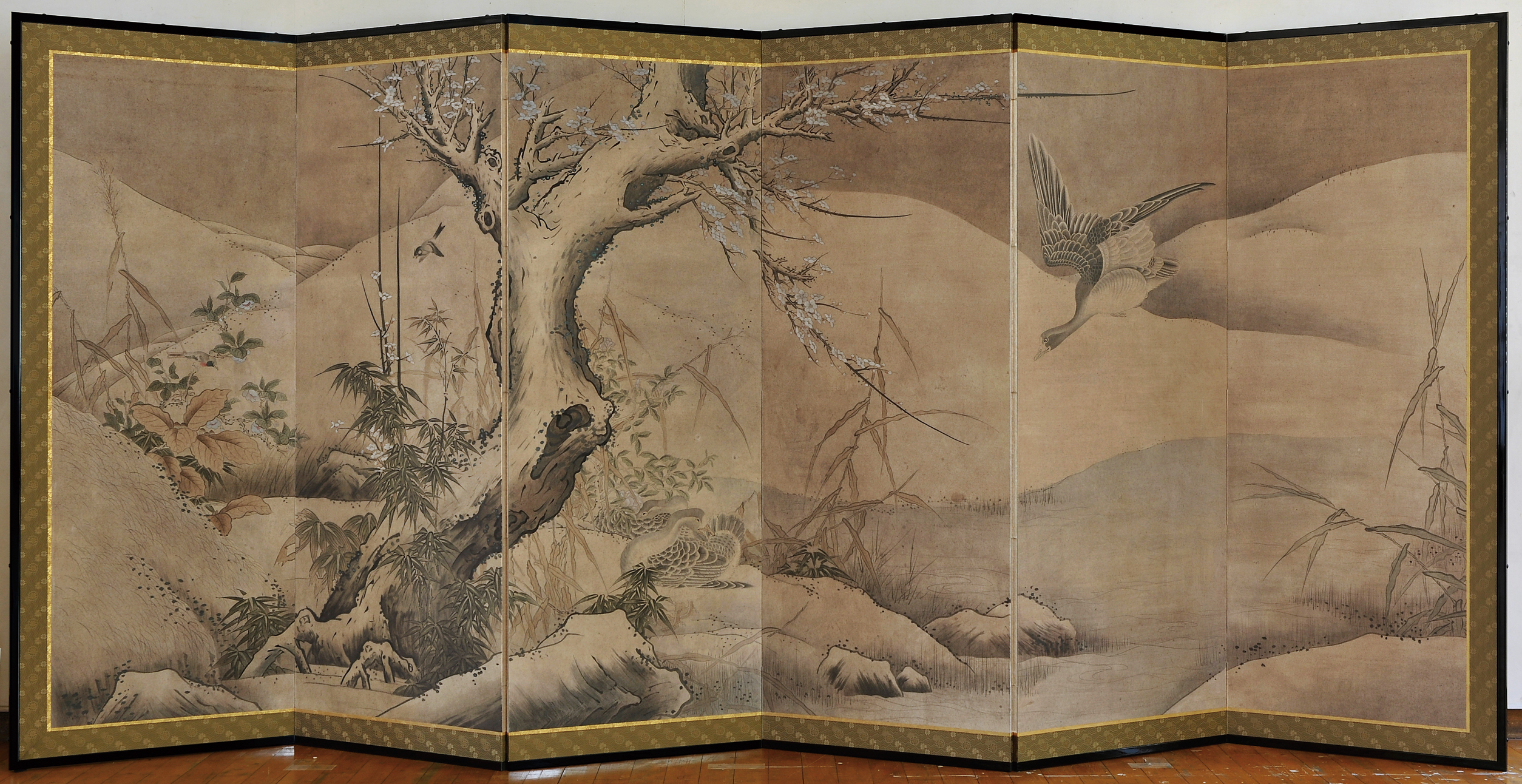 伝雪舟等楊筆「四季花鳥図屏風」模写 | 京都市立芸術大学