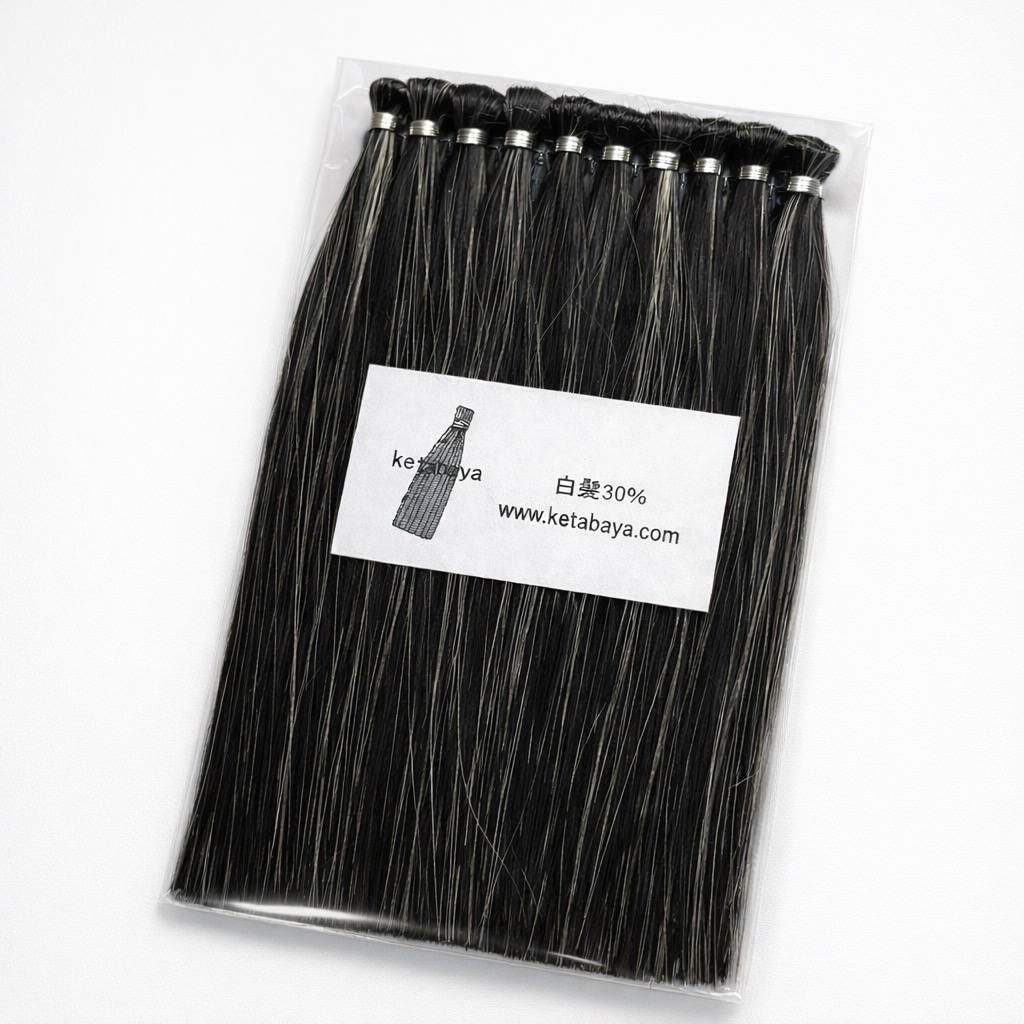 人毛毛束 白髪混じり30%｜ヘアカラーテスト・技術検証用｜毛束屋