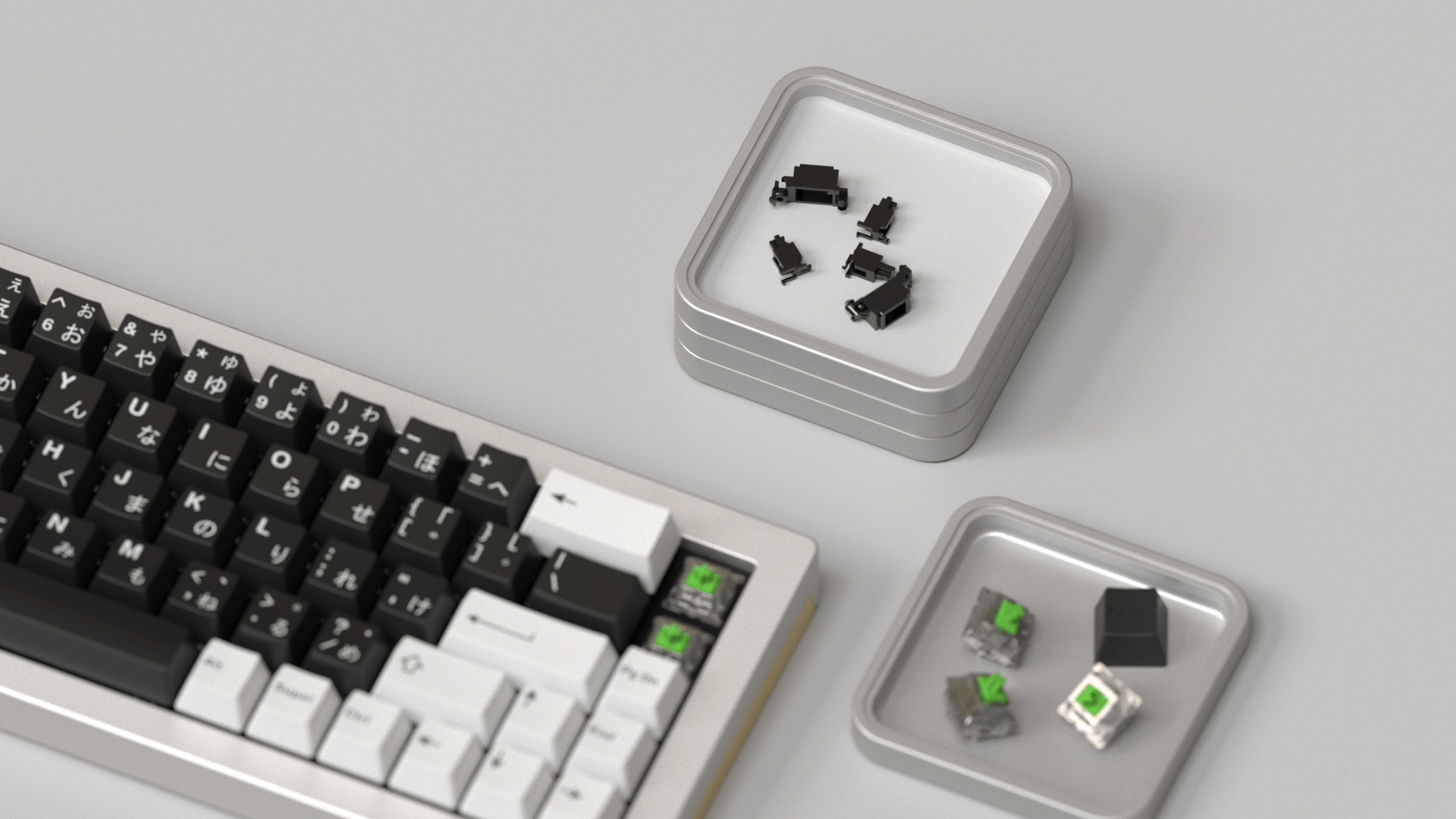 Stackable Aluminium Screw Tray with silicon Insert - Keebwerk.