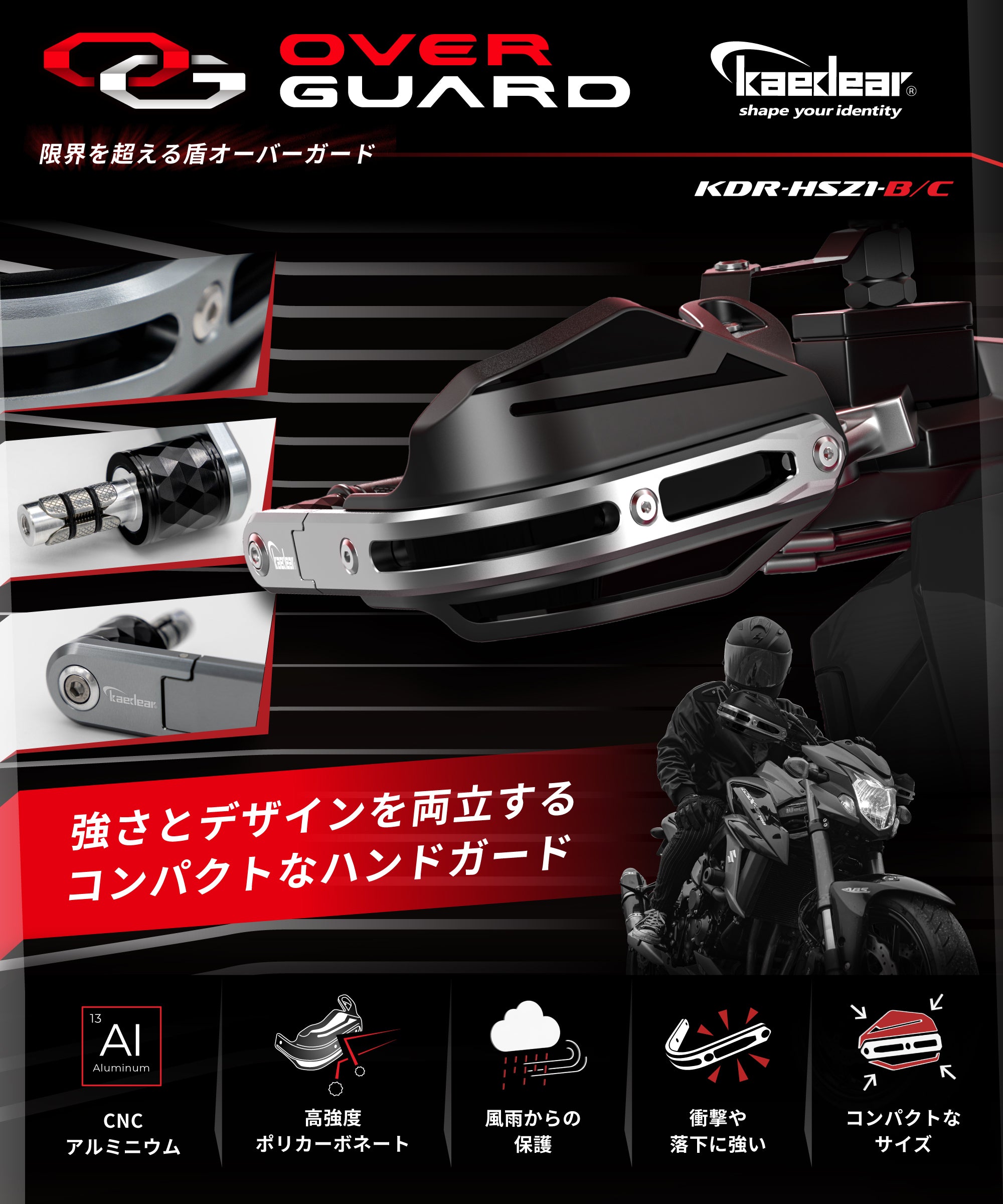 カエディア オーバーガード HSZ1-C】CNCアルミ×PC製 高強度ハンド