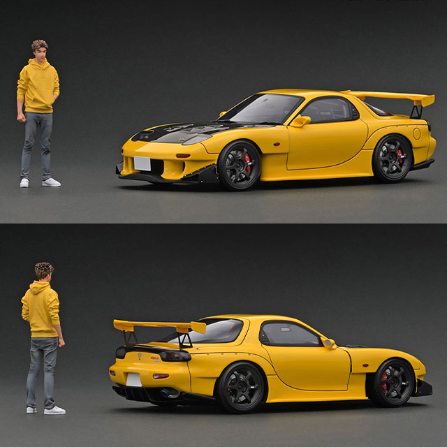 MDL] 1/18 Mazda RX-7 FD3S(イエロー) With Mr. Keisuke Takahashi 頭