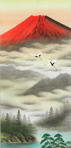掛け軸 赤富士 (松原正峰) （掛軸小物なし） 送料無料 【掛軸】 商品