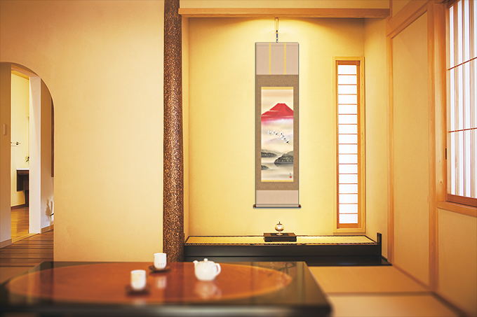 紅白梅に鶯 田村竹世 （三美会）尺三！ 春 - 掛け軸（掛軸）販売通販